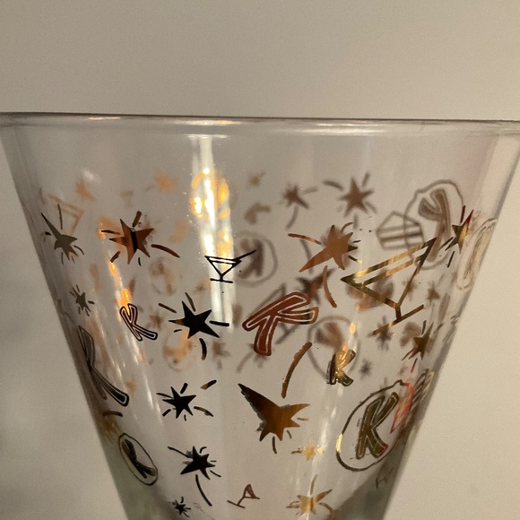 1960s Mid-Century Modern Gold Confetti Motif Cocktail Glasses - Picture 2 of 2